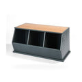 Metal and Bamboo Three Bin Stackable Storage Cubby - Charcoal/Natural