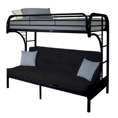 Eclipse Twin/Full Futon Metal Bunk Bed #color_Black