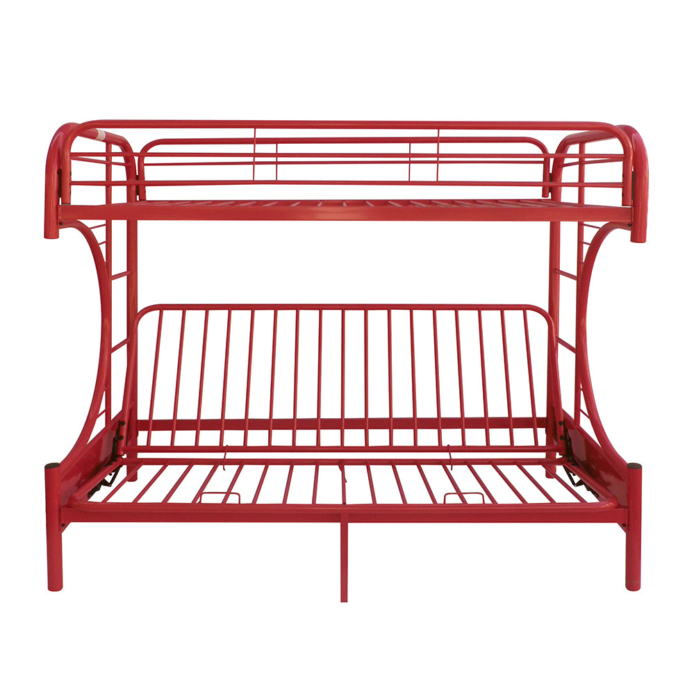 Eclipse Twin/Full Futon Metal Bunk Bed #color_Red