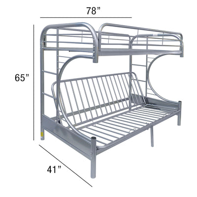 Eclipse Twin/Full Futon Metal Bunk Bed #color_Silver
