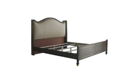 ACME House Marchese California King Bed #color_Tan PU & Tobacco Finish