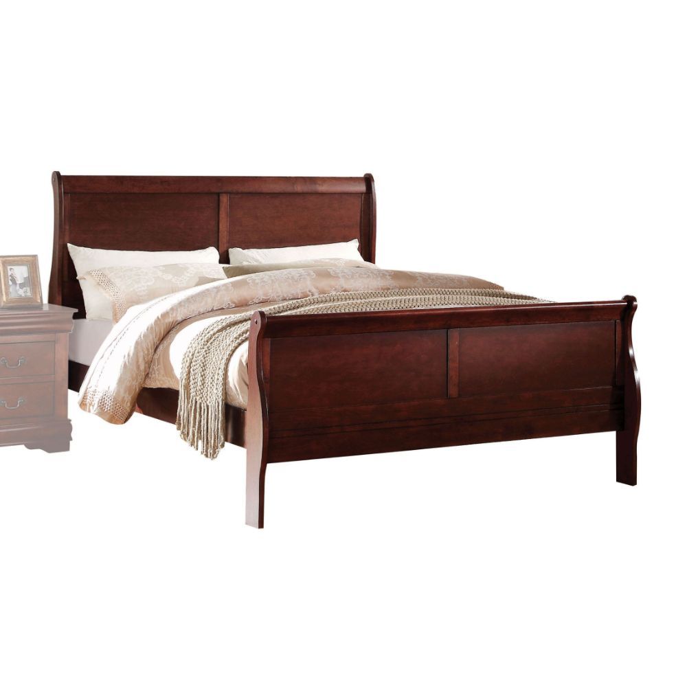 ACME Louis Philippe Eastern King Bed #color_Cherry