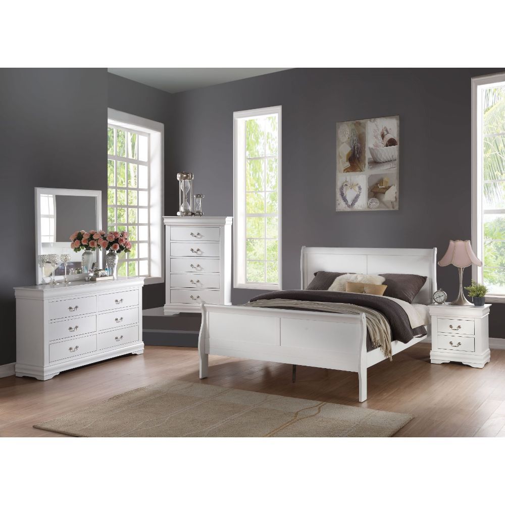 ACME Louis Philippe Eastern King Bed #color_White