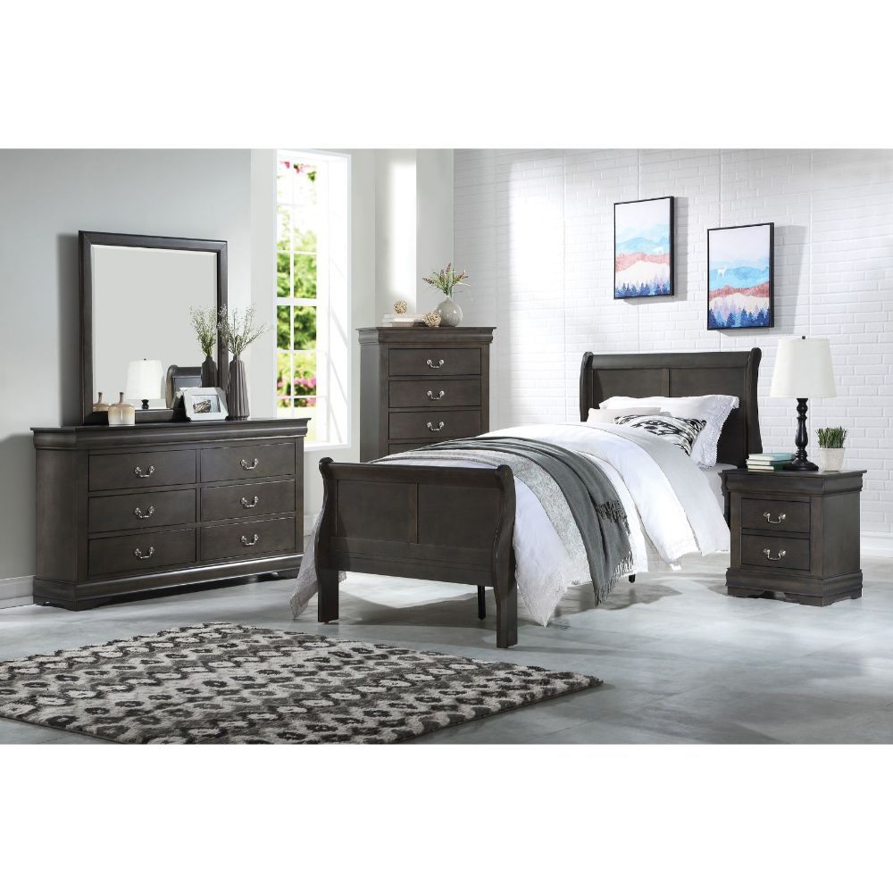 ACME Louis Philippe Twin Bed #color_Dark Gray