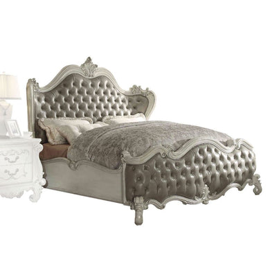 ACME Versailles Queen Bed #color_Vintage Gray PU & Bone White