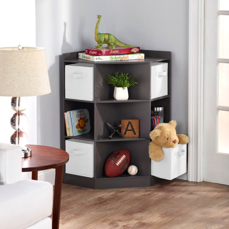 Corner Cubby Storage Unit with Four Reversible Baskets