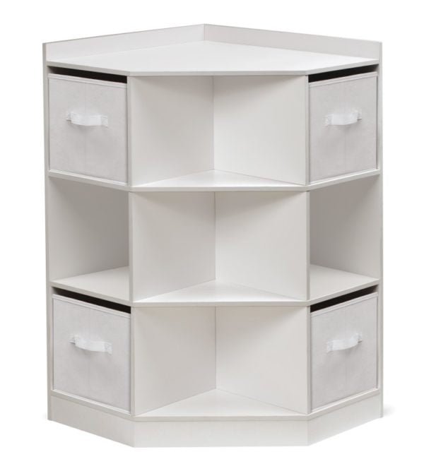 Corner Cubby Storage Unit with Four Reversible Baskets