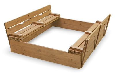 Covered Convertible Cedar Sandbox with Two Bench Seats