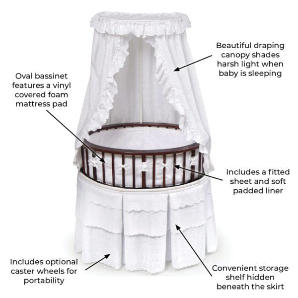 Elite Oval Baby Bassinet with Canopy