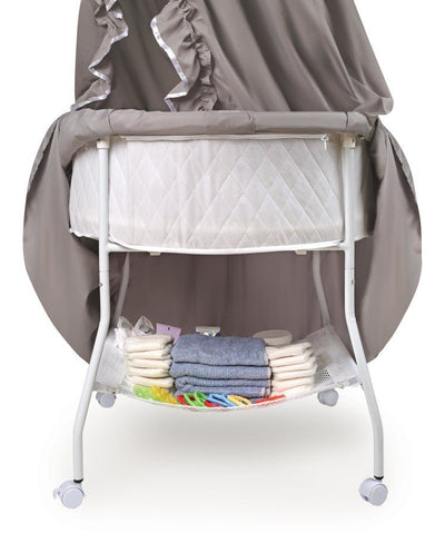 Empress Round Baby Bassinet with Canopy - Gray/White