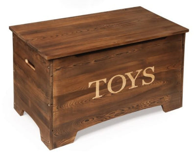 Solid Wood Rustic Toy Box - Distressed White