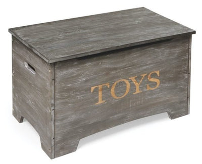 Solid Wood Rustic Toy Box - Distressed White