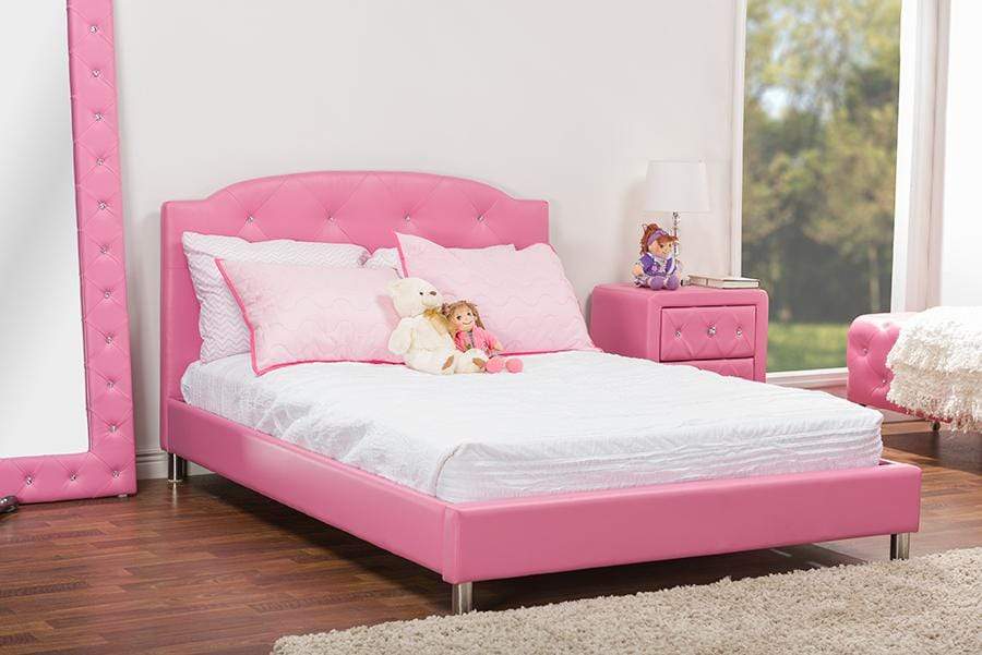 Canterbury Pink Leather Contemporary Full-Size Bed