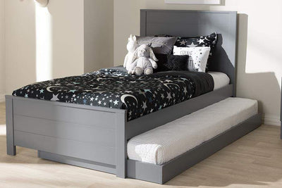 Catalina Modern Classic Mission Style Grey-Finished Wood Twin Platform Bed with Trundle