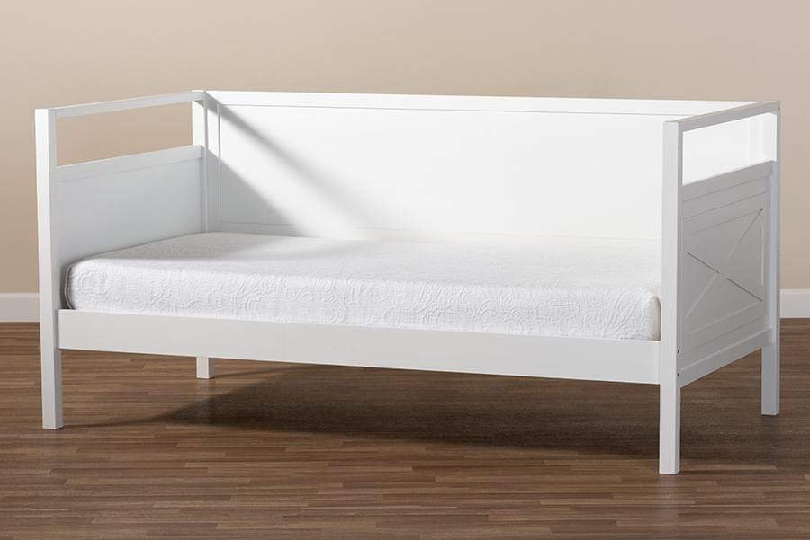 Cintia Cottage Farmhouse White Finished Wood Twin Size Daybed