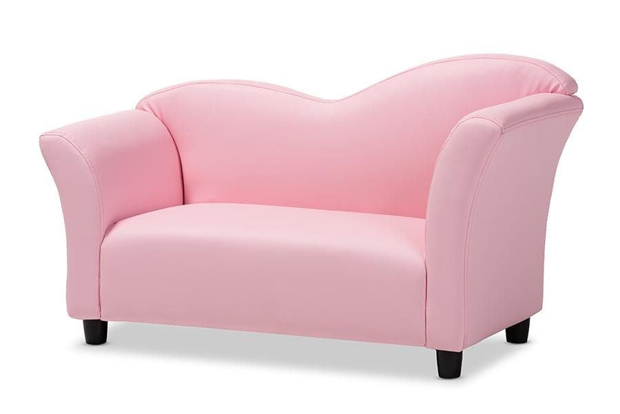 Felice Modern and Contemporary Pink Faux Leather Kids 2-Seater Loveseat