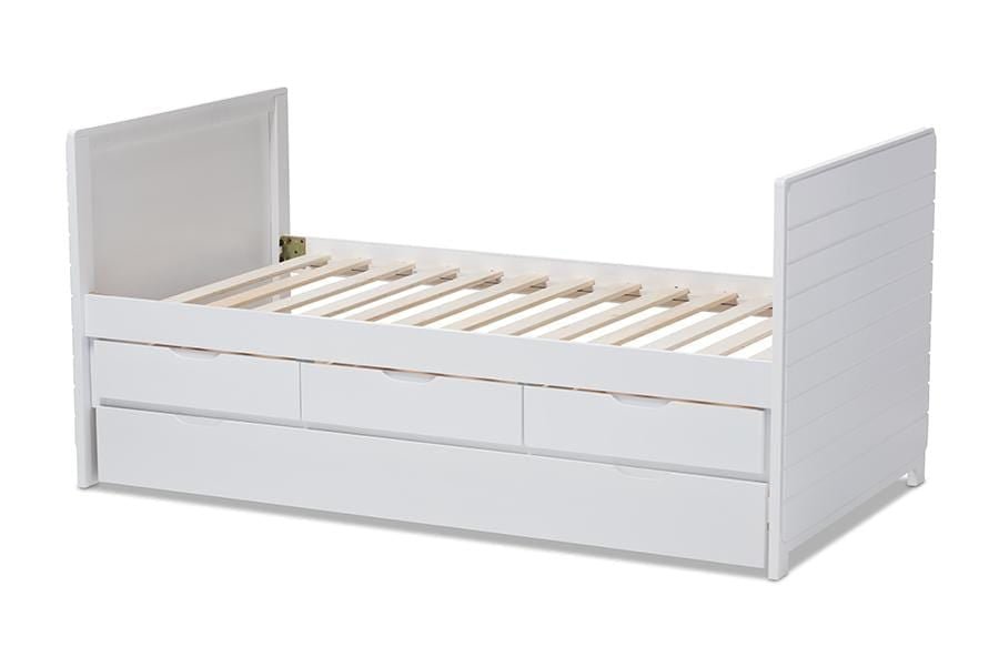 Linna Modern and Contemporary White-Finished Daybed with Trundle