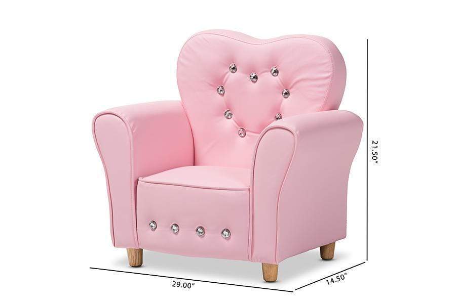 Mabel Modern and Contemporary Pink Faux Leather Kids Armchair