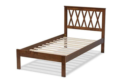 Malene Mid-Century Modern Walnut Finished Wood Twin Size Platform Bed