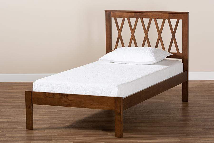 Malene Mid-Century Modern Walnut Finished Wood Twin Size Platform Bed