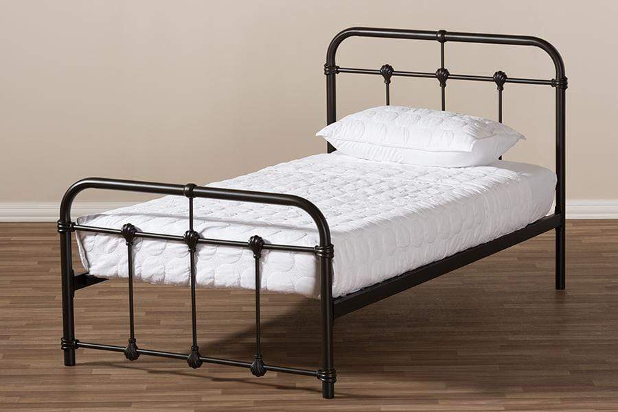 Mandy Vintage Industrial Black Finished Metal Twin Size Platform Bed