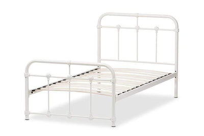 Mandy Vintage Industrial White Finished Metal Twin Size Platform Bed