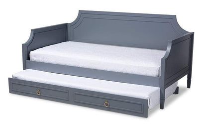 Mariana Classic and Traditional Grey Finished Wood Twin Size Daybed with Trundle