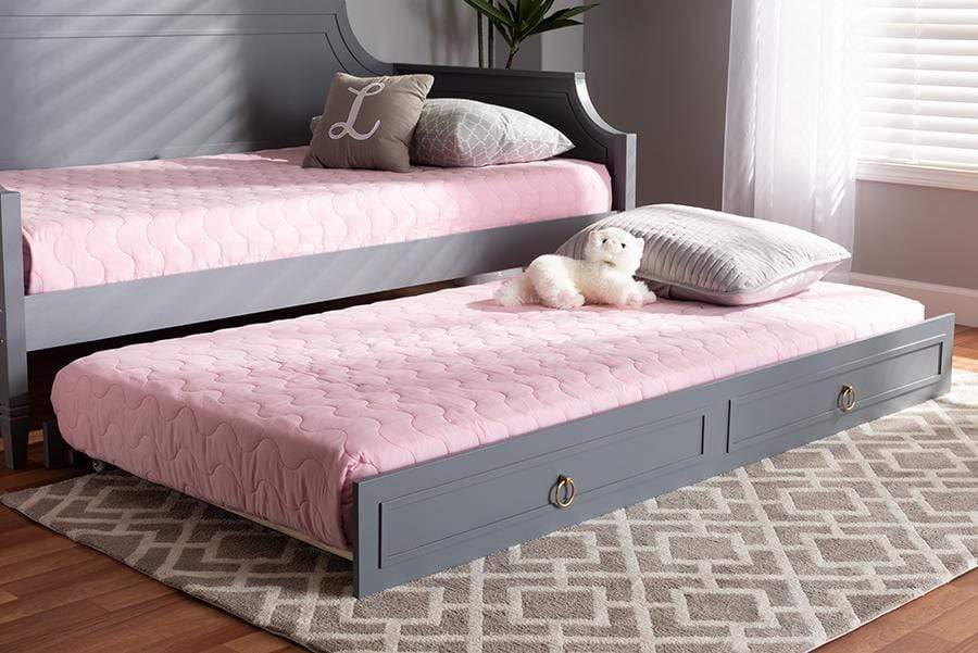 Mariana Classic and Traditional Grey Finished Wood Twin Size Trundle