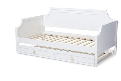 Mariana Classic and Traditional White Finished Wood Twin Size Daybed with Trundle