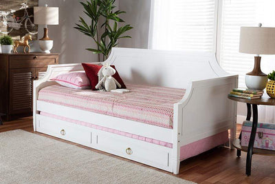 Mariana Classic and Traditional White Finished Wood Twin Size Daybed with Trundle