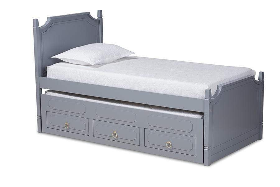 Mariana Traditional Transitional Grey Finished Wood Twin Size 3-Drawer Storage Bed with Pull-Out Trundle Bed