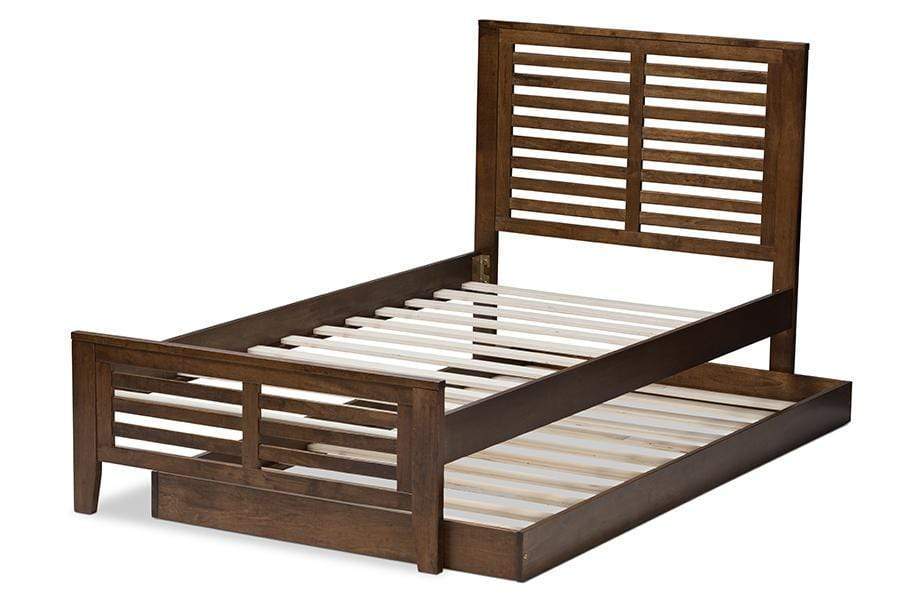 Sedona Modern Classic Mission Style Brown-Finished Wood Twin Platform Bed with Trundle