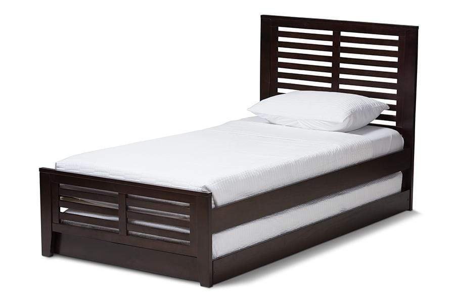 Sedona Modern Classic Mission Style Dark Brown-Finished Wood Twin Platform Bed with Trundle