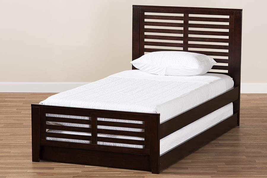 Sedona Modern Classic Mission Style Dark Brown-Finished Wood Twin Platform Bed with Trundle