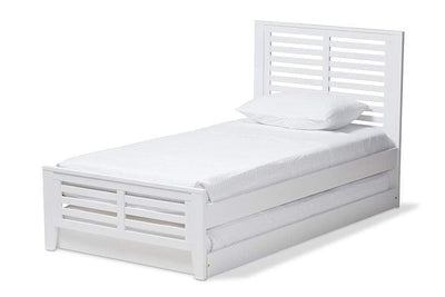 Sedona Modern Classic Mission Style White-Finished Wood Twin Platform Bed with Trundle