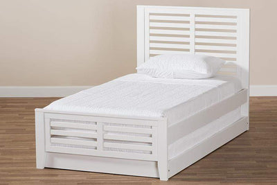 Sedona Modern Classic Mission Style White-Finished Wood Twin Platform Bed with Trundle