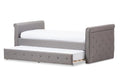 Swamson Modern and Contemporary Grey Fabric Tufted Twin Size Daybed with Roll-out Trundle Guest Bed