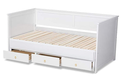 Thomas Classic and Traditional White Finished Wood Expandable Twin Size to King Size Daybed with Storage Drawers