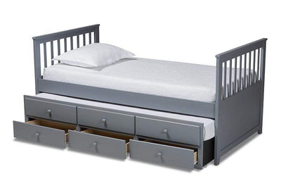Trine Classic and Traditional Grey Finished Wood Twin Size Daybed with Trundle