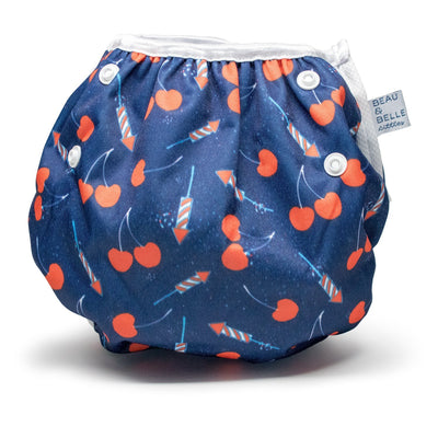 L/E Lauren Holiday Summer Cherry Bomb Print Nageuret Swim Diaper - 100% Proceeds to CF Foundation