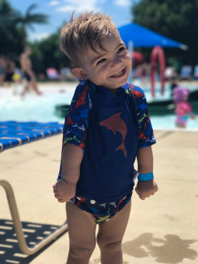 Shark Baby Rash Guard, Sun Protective Swim Shirt (Sizes 6M–5T)