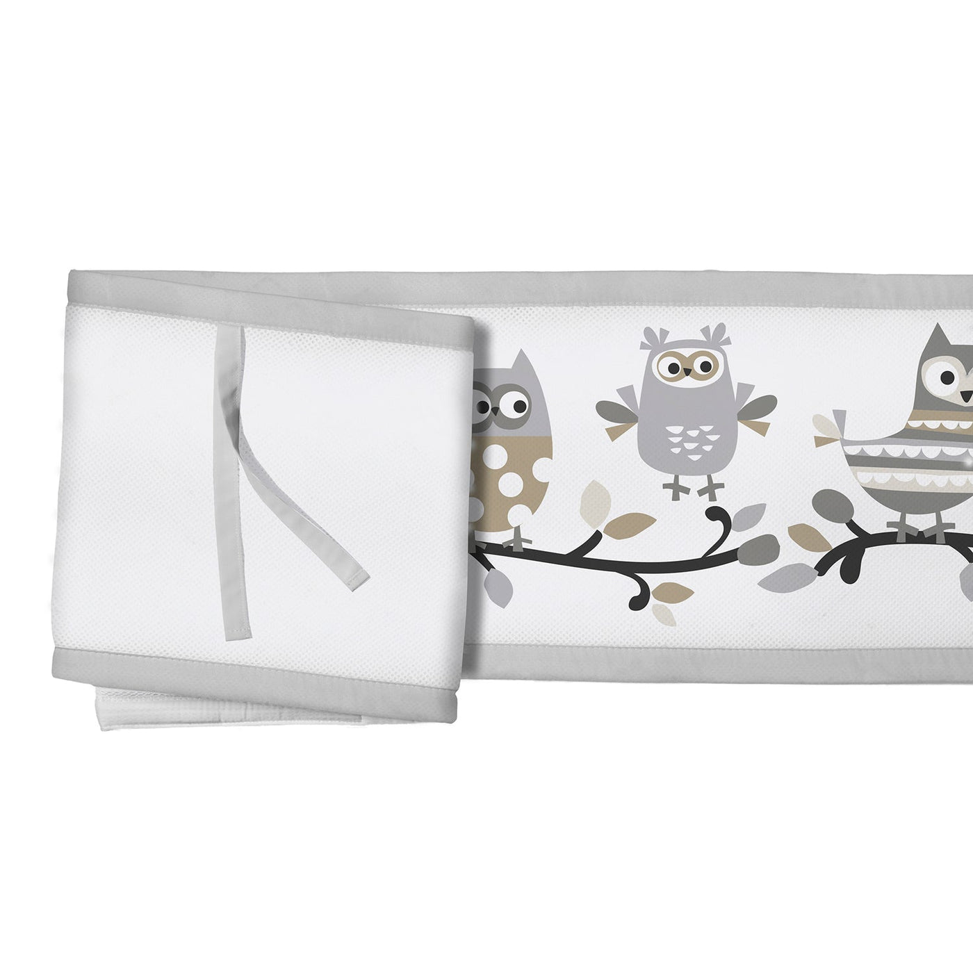 Breathable Baby 3 Piece Classic Crib Bedding Set, Owl Fun Gray