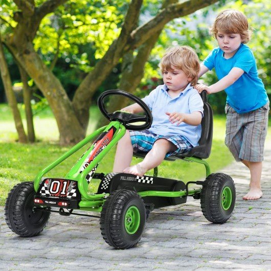 4 Wheel Pedal Powered Ride On with Adjustable Seat-Green