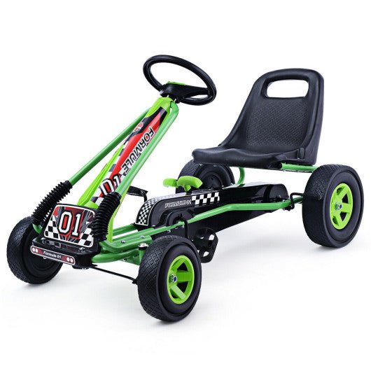 4 Wheels Kids Ride On Pedal Powered Bike Go Kart Racer Car Outdoor Play Toy-Green