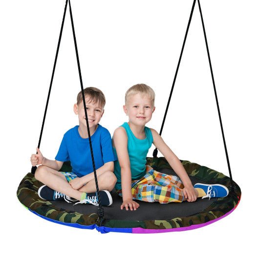 40 Inch Flying Saucer Tree Swing with 2 Hanging Straps for Kids-Army Green