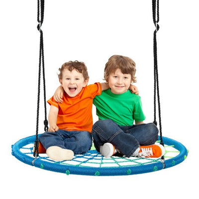 40'' Spider Web Tree Swing Kids Outdoor Play Set with Adjustable Ropes-Blue