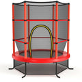 55 Inch Kids Recreational Trampoline Bouncing Jumping Mat with Enclosure Net-Red