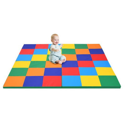 58'' Toddler Foam Play Mat Baby Folding Activity Floor Mat for Home and Daycare School-Multicolor