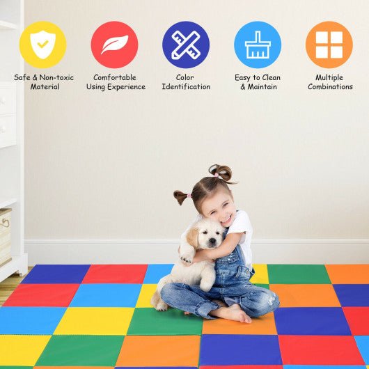 58'' Toddler Foam Play Mat Baby Folding Activity Floor Mat for Home and Daycare School-Multicolor