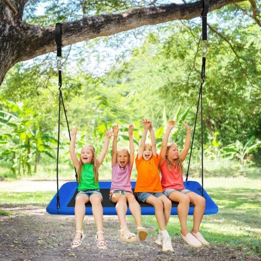 60 Inches Platform Tree Swing Outdoor with  2 Hanging Straps-Blue